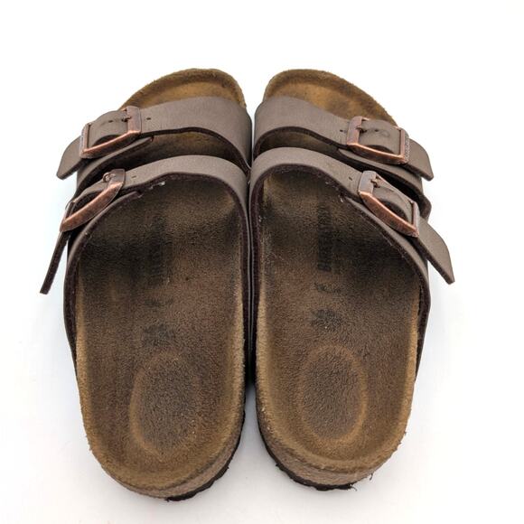 Birkenstock Arizona Birkibuc Double Strap Sandals Kids Mocha Brown Size US3 EU34 - Picture 11 of 11